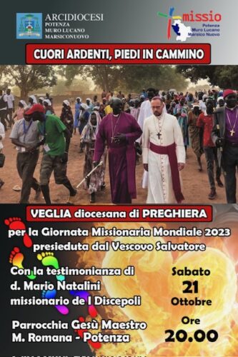 VEGLIA DIOCESANA DI PREGHIERA:”CUORI ARDENTI, PIEDI IN CAMMINO”-sabato 21 ottobre ore 20.00-PARROCCHIA GESU’ MAESTRO